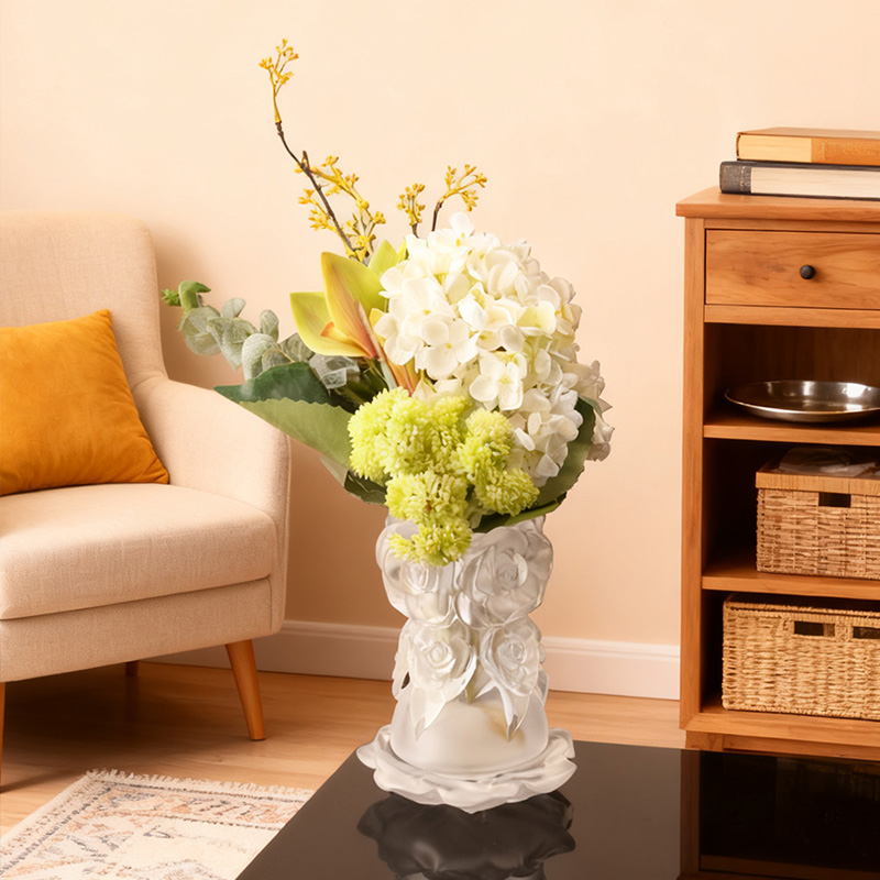 Proces de turnare cu ceară pierdută, decor de sticlă, vază din sticlă de cristal „vază de trandafiri”