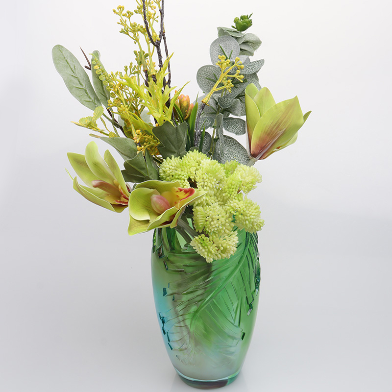Vază de sticlă pentru living Aranjament floral Vază artistică din sticlă de cristal Decor pentru casa Ornament pentru masă „Armonia”