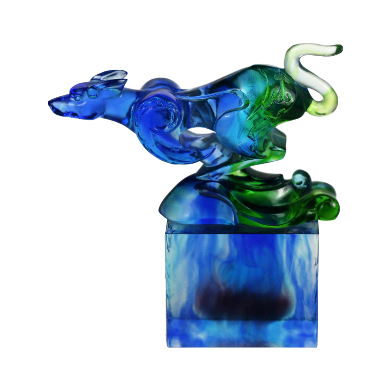 Ornament clasic de sigiliu din sticlă albastru-verde