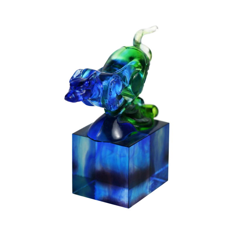 Ornament clasic de sigiliu din sticlă albastru-verde