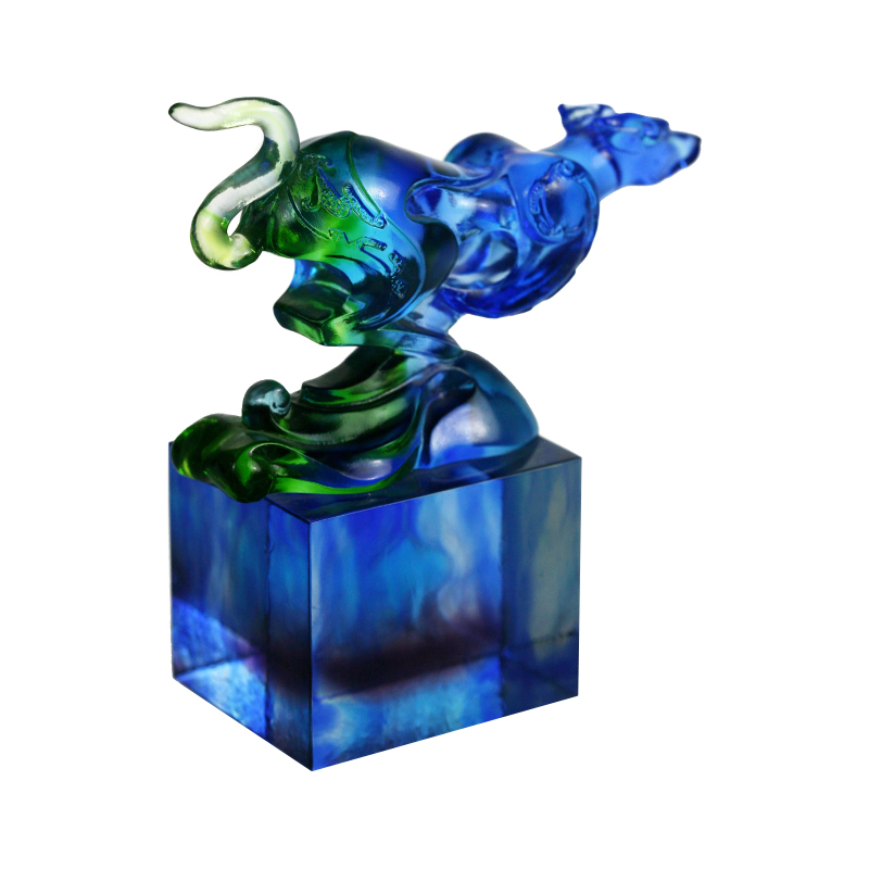 Ornament clasic de sigiliu din sticlă albastru-verde