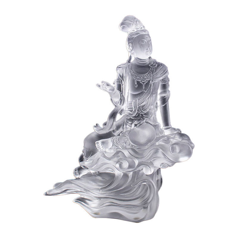 Avalokiteśvara Bodhisattva Sculptură din sticlă transparentă