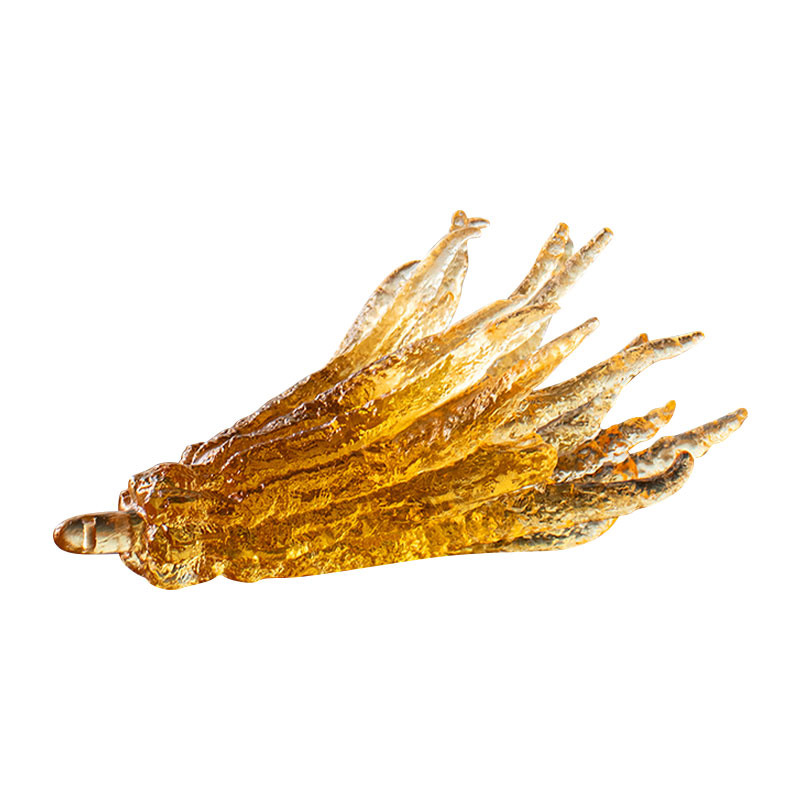 Suport pentru tămâie din sticlă aurie în formă de mână