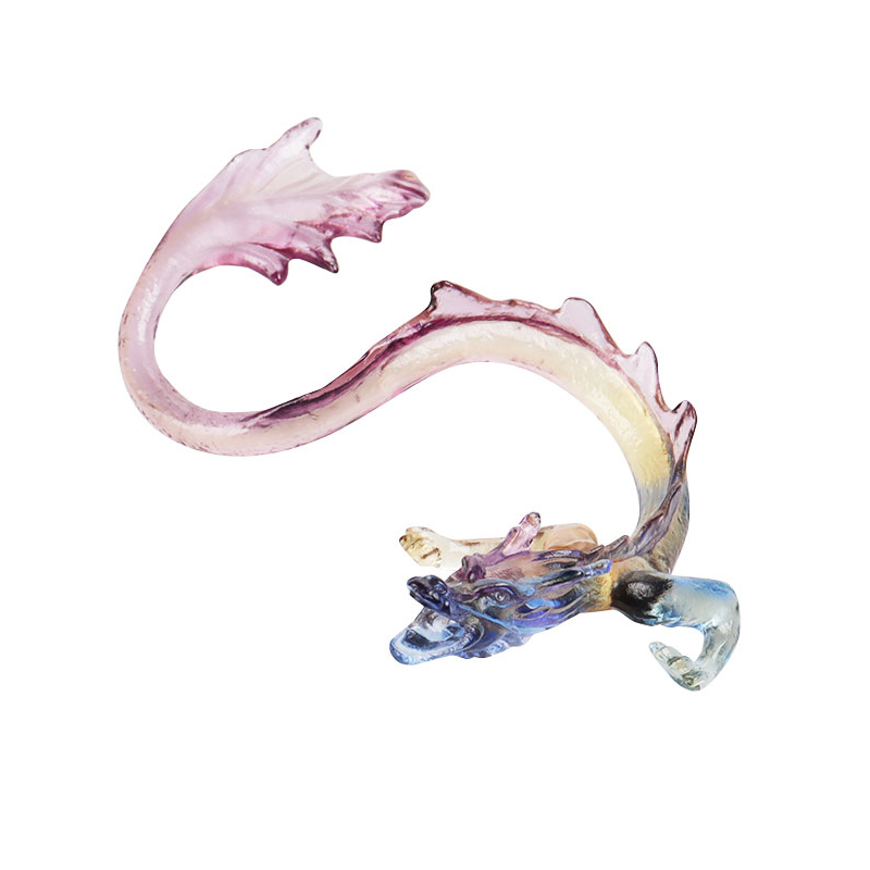 Suport de tămâie din sticlă Dragon de Aur