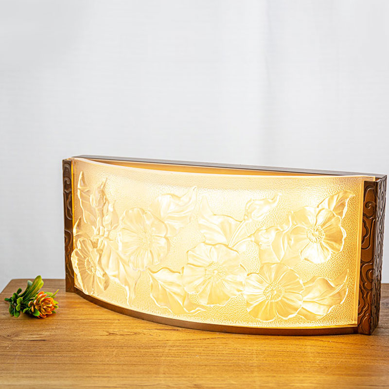 Ornamente decorative de lampă din sticlă cu model de flori de hibiscus