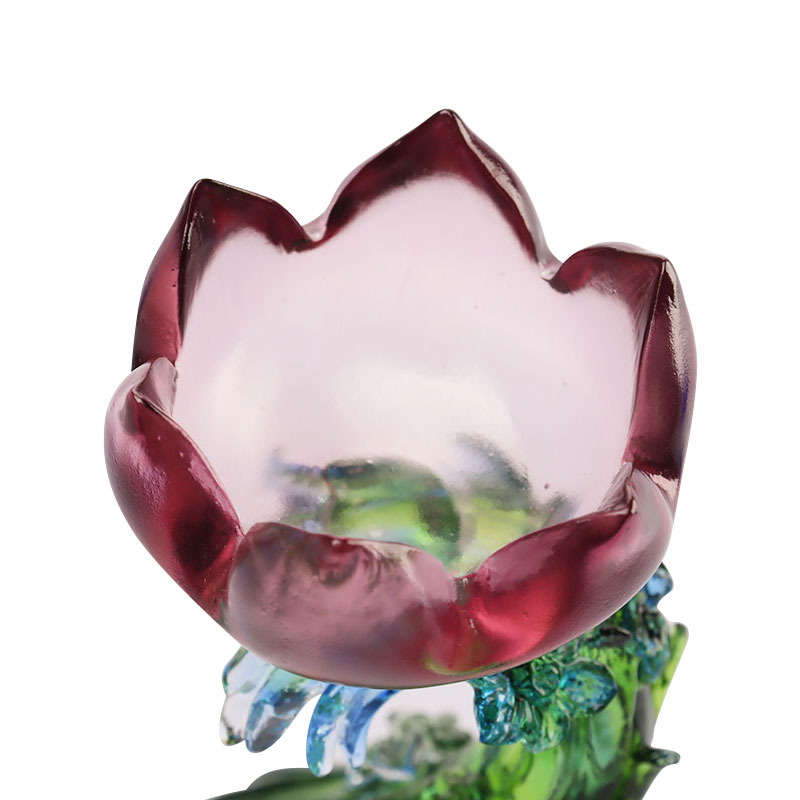 Sfeșnic din sticlă de cristal în formă de lotus