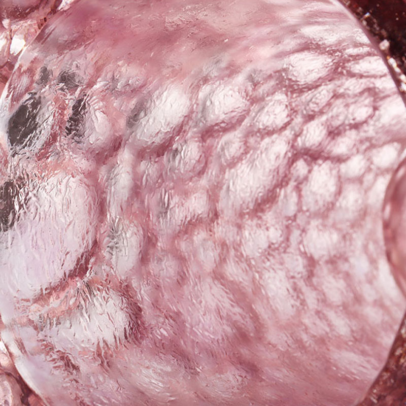 Vază de sticlă roz violet cu textură pebble