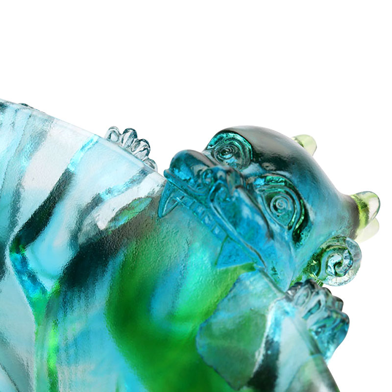 Farfurie cu fructe din sticla verde transparenta