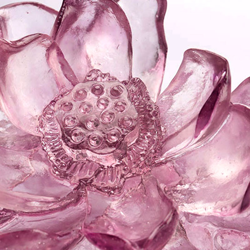 Vază de sticlă roz violet cu textură pebble