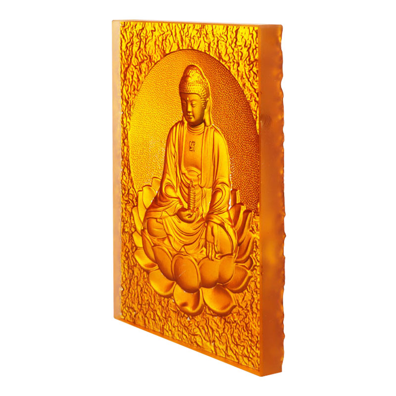 Cărămidă din sticlă de cristal auriu Buddha de Medicină Orientală