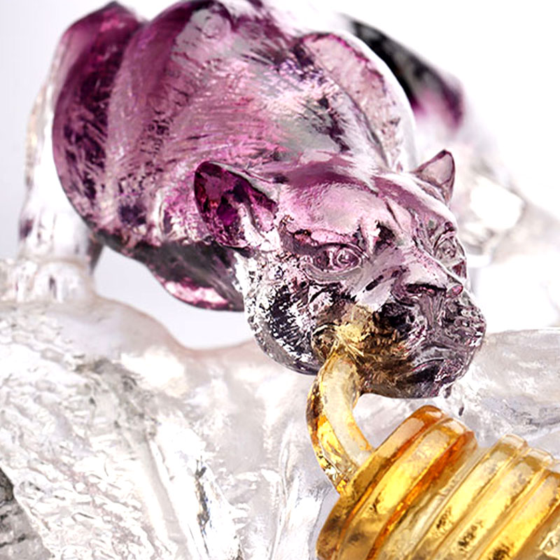 Tavă cu fructe ovală din sticlă decorativă Art