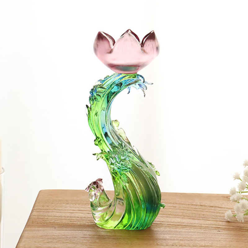 Sfeșnic din sticlă de cristal în formă de lotus