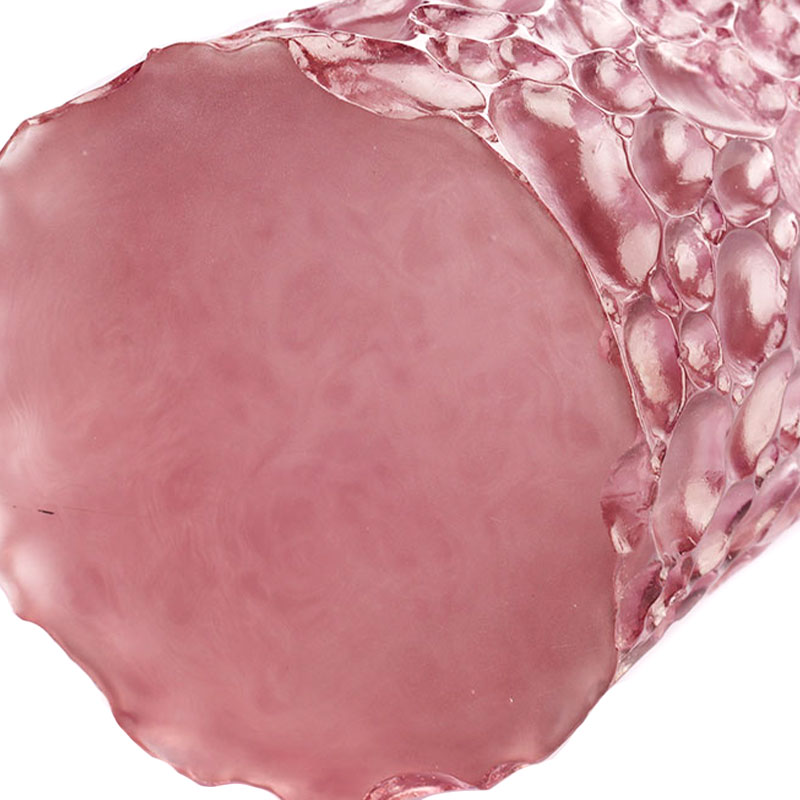 Vază de sticlă roz violet cu textură pebble