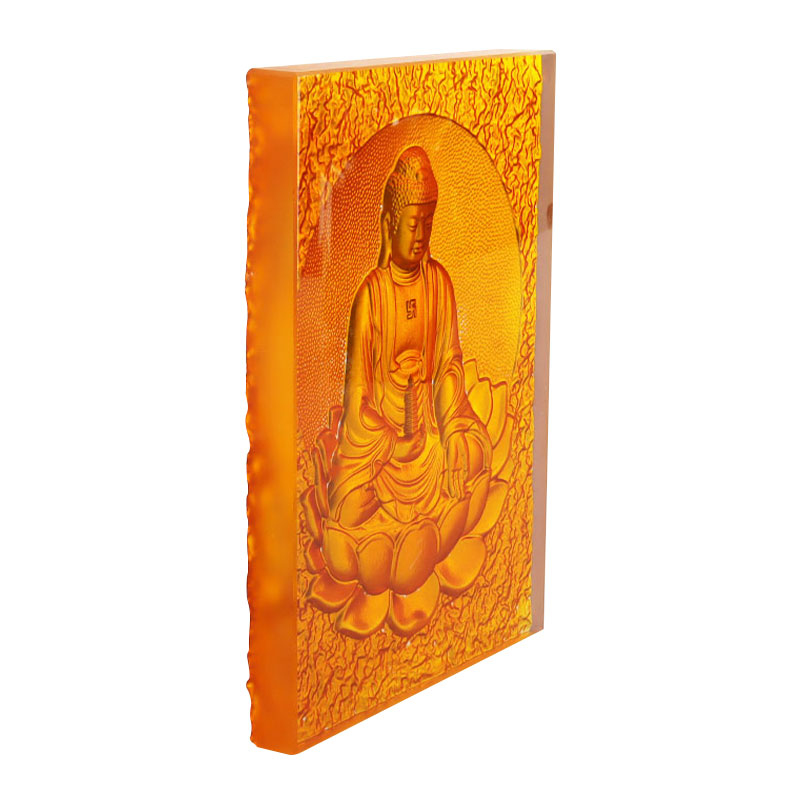 Cărămidă din sticlă de cristal auriu Buddha de Medicină Orientală