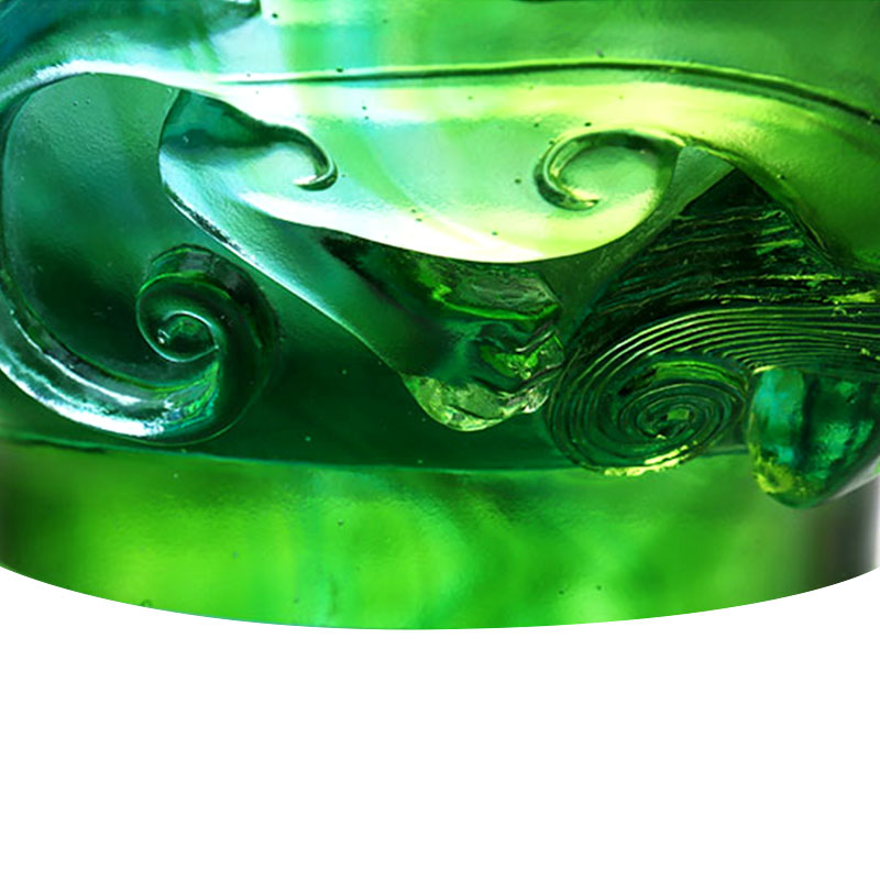 Farfurie cu fructe din sticla verde transparenta