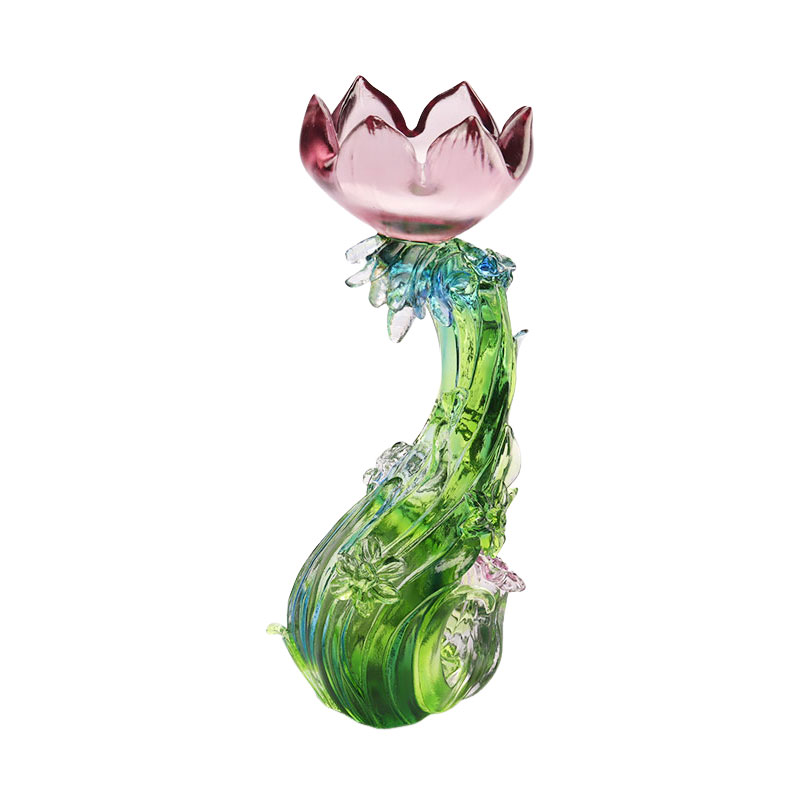 Sfeșnic din sticlă de cristal în formă de lotus