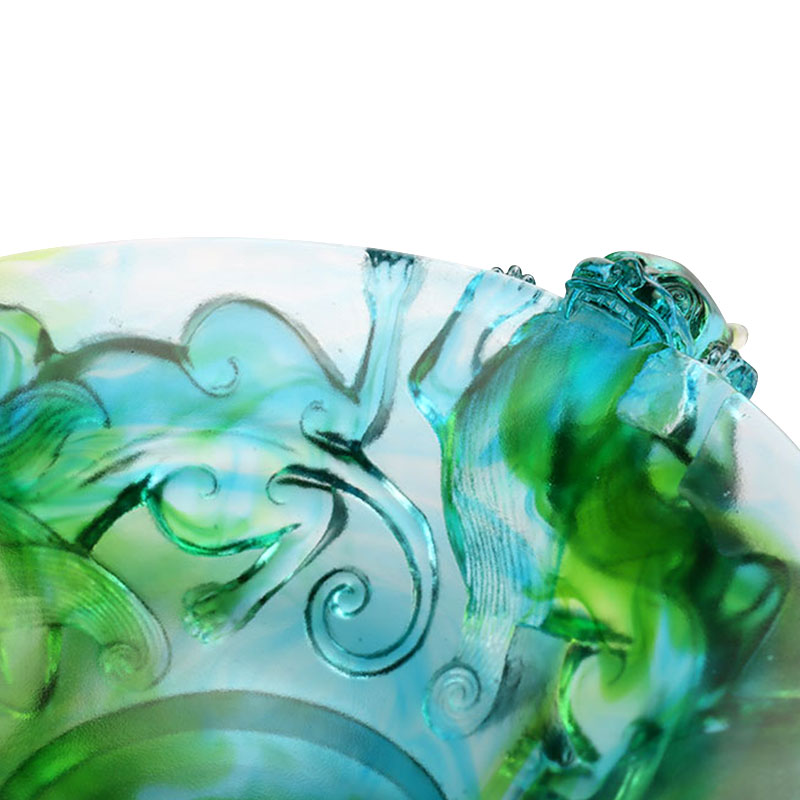 Farfurie cu fructe din sticla verde transparenta