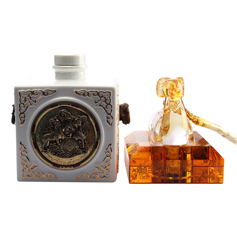 Set de sticle de vin din sticlă de cristal cu forme de animale din zodia chinezească