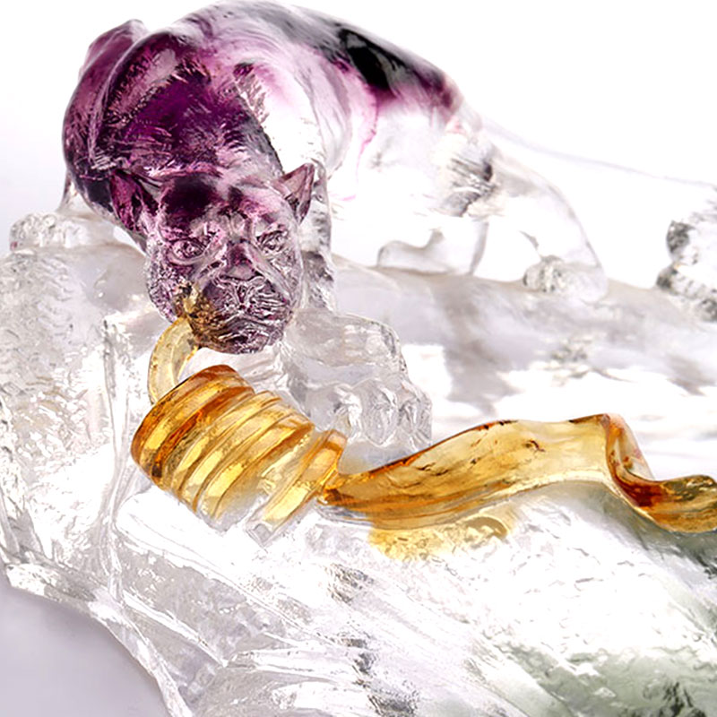 Tavă cu fructe ovală din sticlă decorativă Art