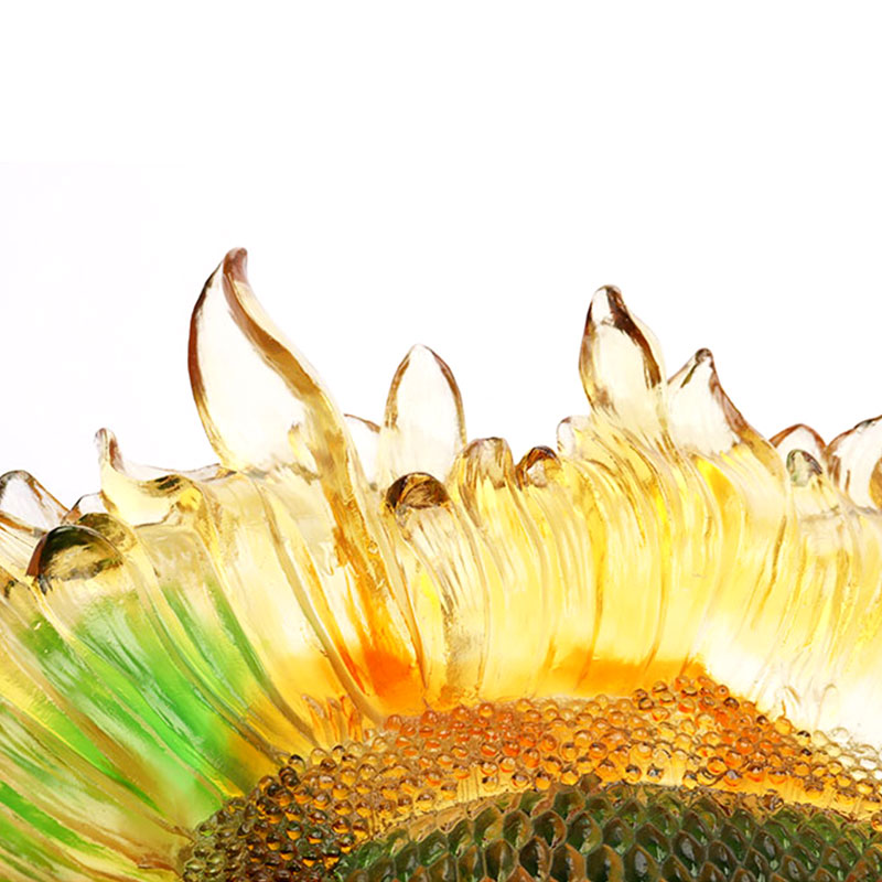 Tavă cu fructe din sticlă cu glazură colorată în formă de floarea soarelui