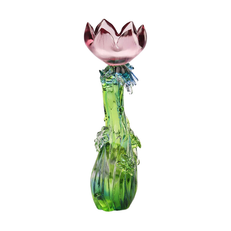 Sfeșnic din sticlă de cristal în formă de lotus