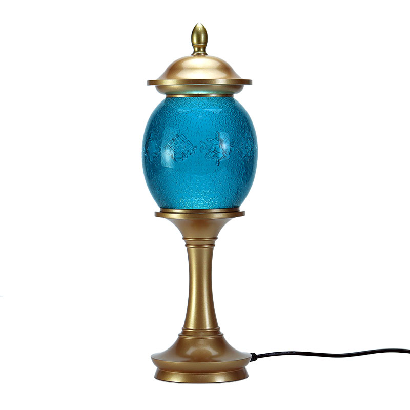 Albastru regal Opt simboluri de bun augur Altarul budist Oferte din sticlă de cristal