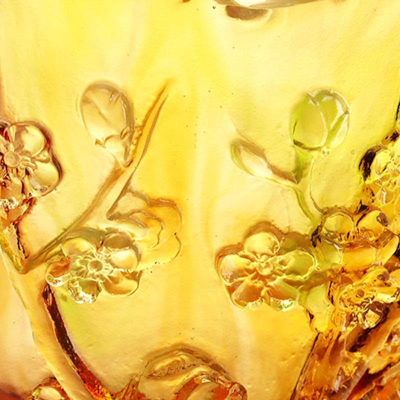 Decoratiuni pentru casa Floare de prun Design sculptat Vaza din sticla chihlimbar