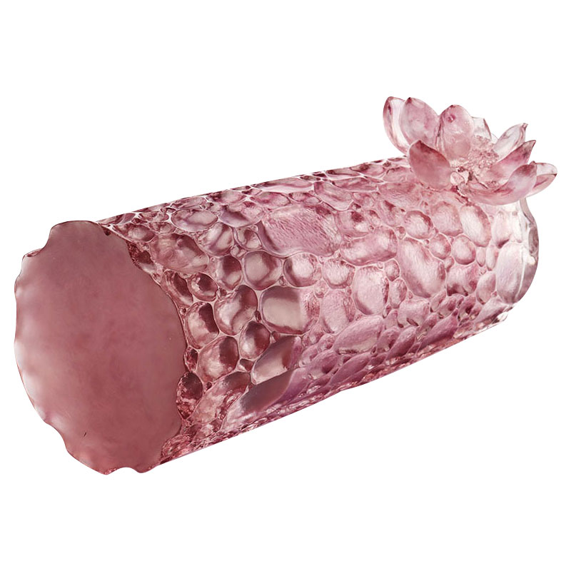 Vază de sticlă roz violet cu textură pebble