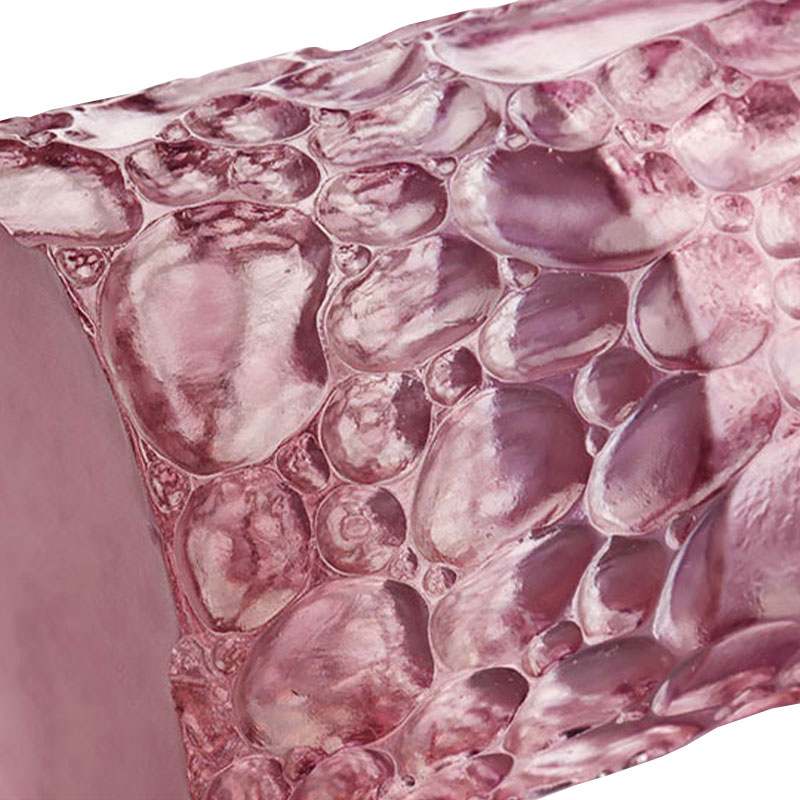 Vază de sticlă roz violet cu textură pebble