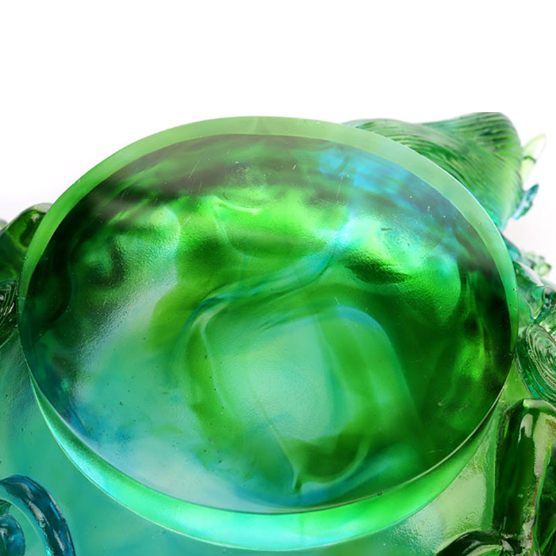 Farfurie cu fructe din sticla verde transparenta