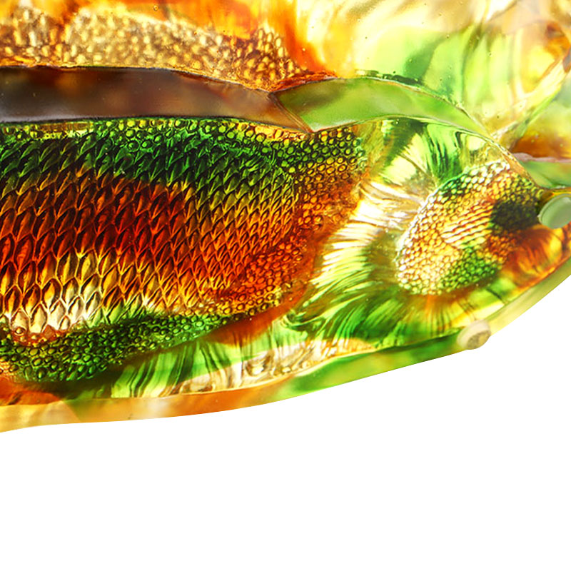 Tavă cu fructe din sticlă cu glazură colorată în formă de floarea soarelui