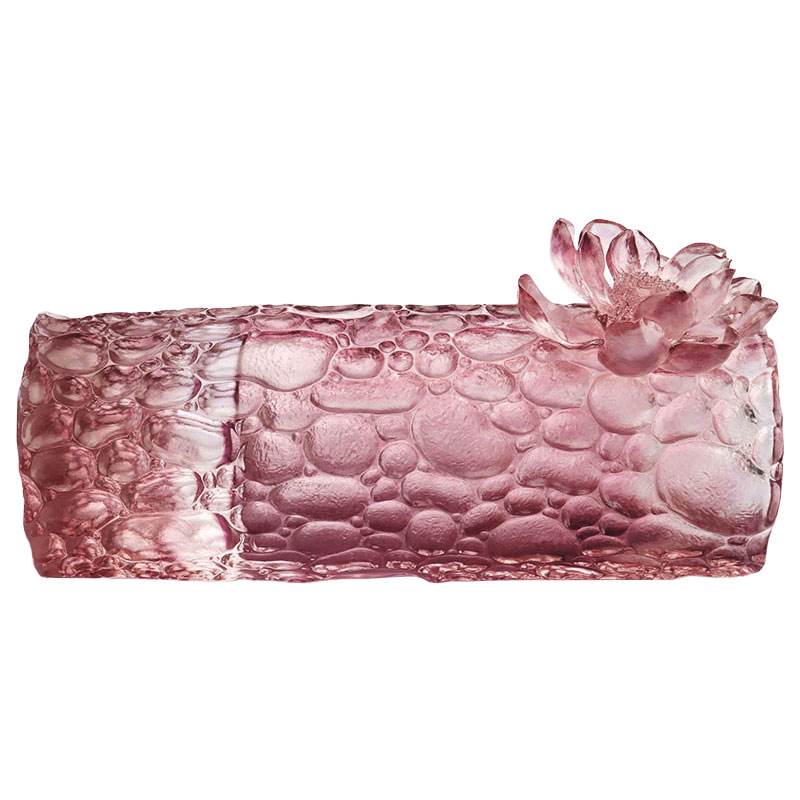 Vază de sticlă roz violet cu textură pebble