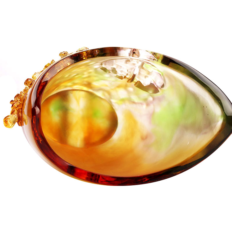 Decoratiuni pentru casa Floare de prun Design sculptat Vaza din sticla chihlimbar