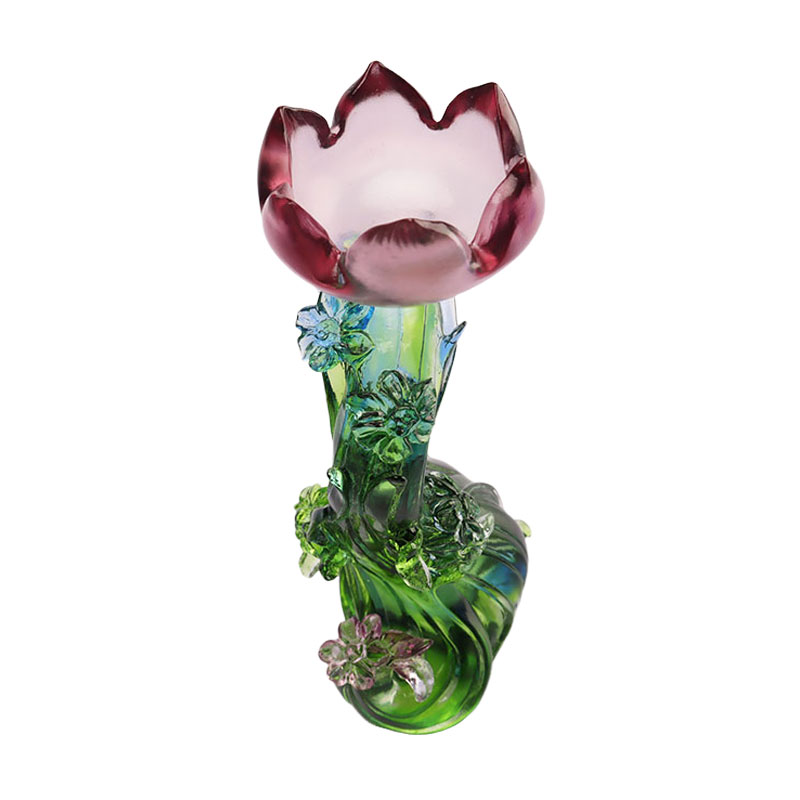 Sfeșnic din sticlă de cristal în formă de lotus