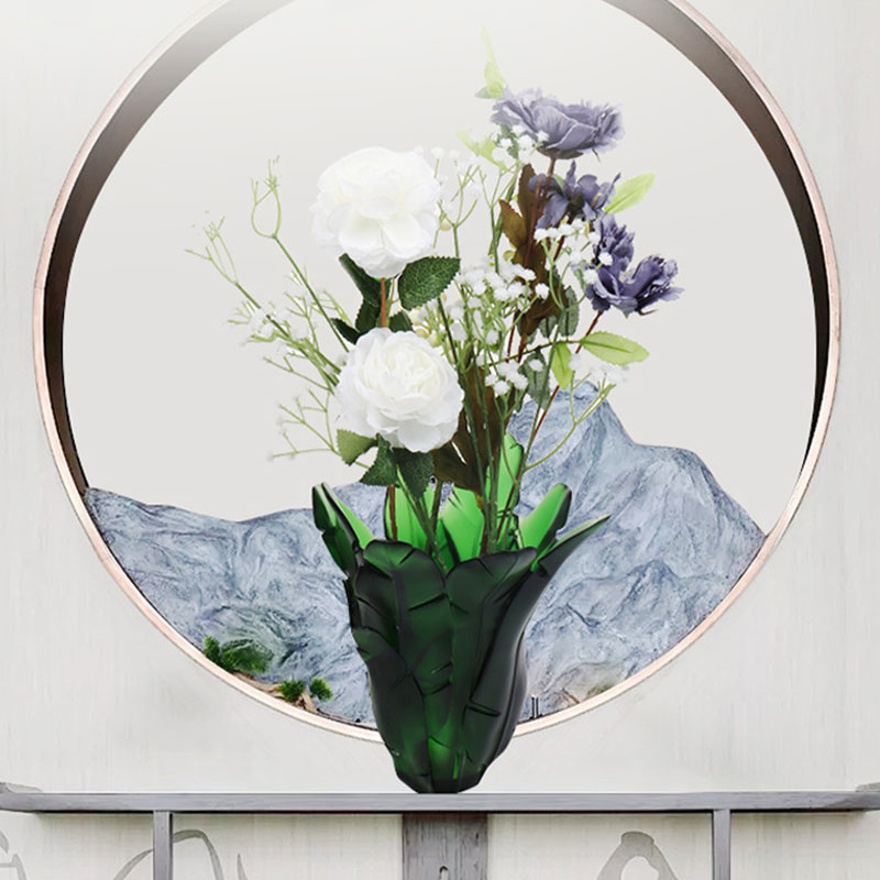 Decorație Casa Verde Frunze De Banan Vasă De Sticlă