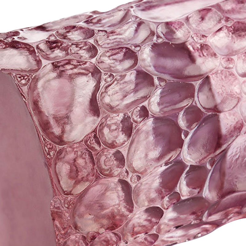 Vază de sticlă roz violet cu textură pebble