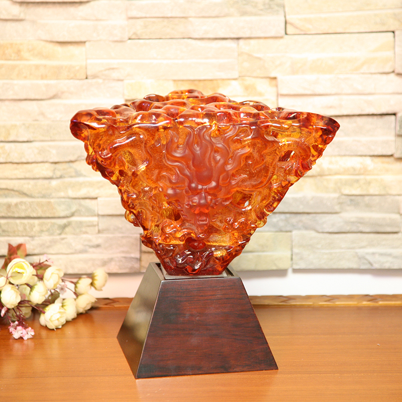 Lampă decorativă din sticlă portocalie ornamente de birou