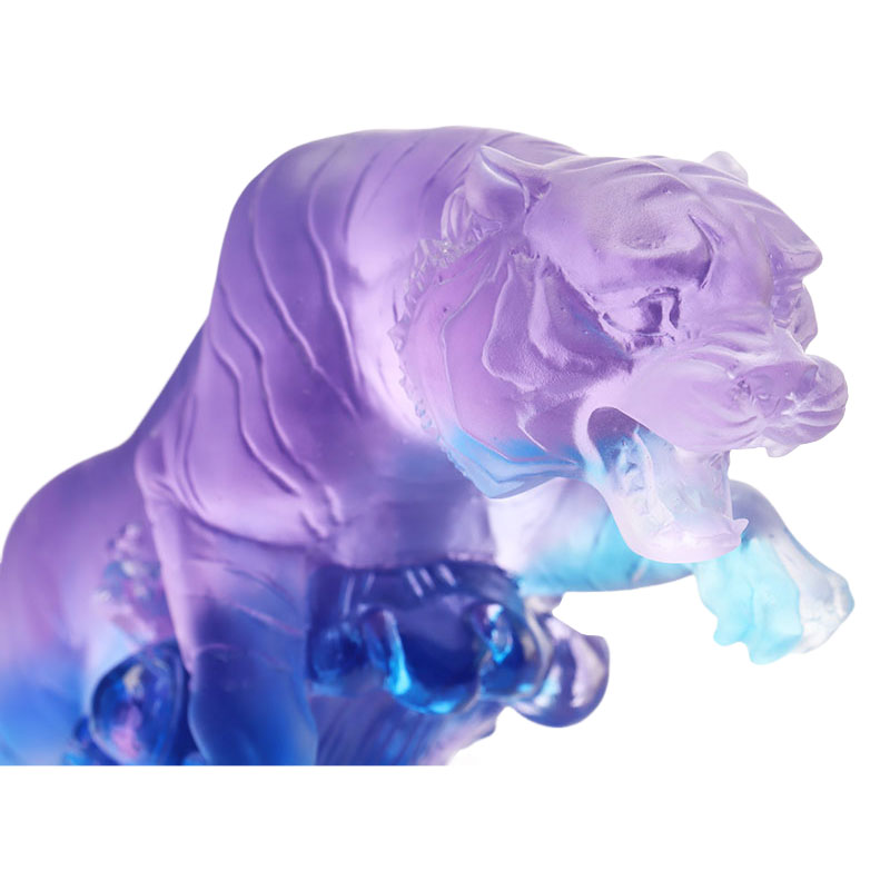 Ornamente de sculptură de tigru glazurate violet-albastru în degrade