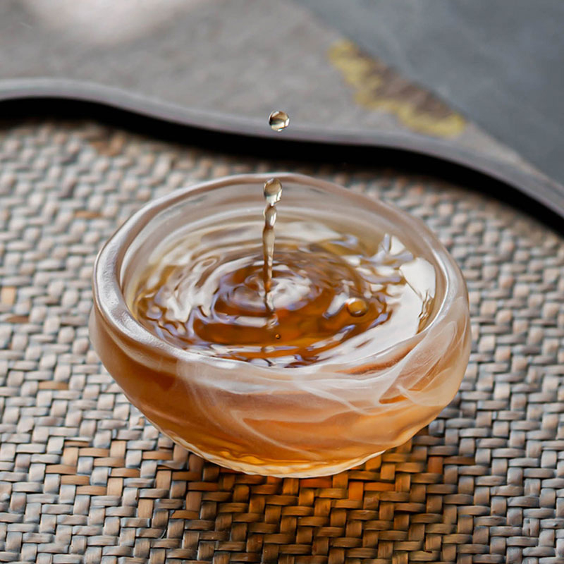 Set de ceai din sticla transparenta cu ceainic, cana de ceai