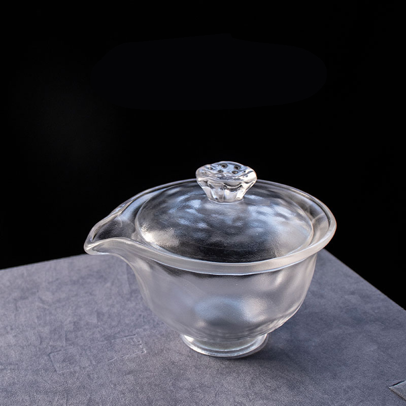 Set de ceai din sticla transparenta cu ceainic, cana de ceai