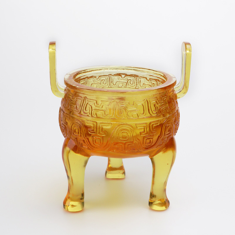 Ornamente de trepied glazurat de culoare aurie