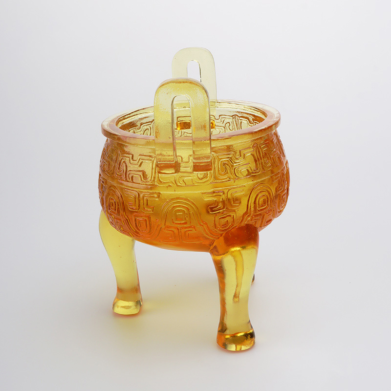 Ornamente de trepied glazurat de culoare aurie