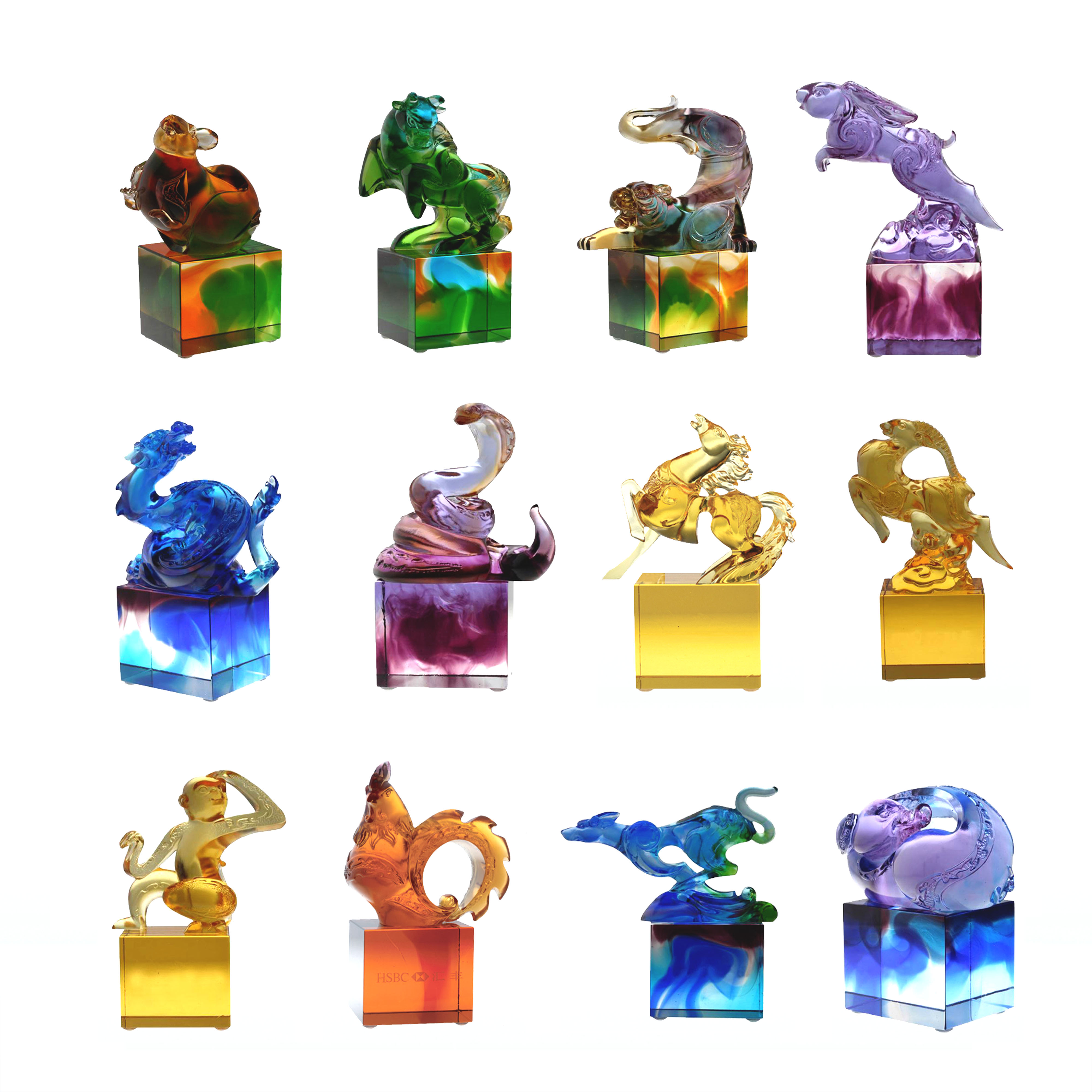 Ornament clasic de sigiliu din sticlă albastru-verde